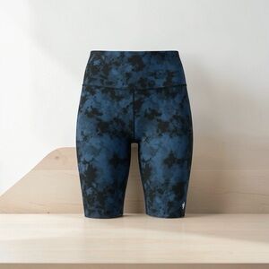 Onzie Blue and Black Tie-Dye High-Waist Bike Shorts